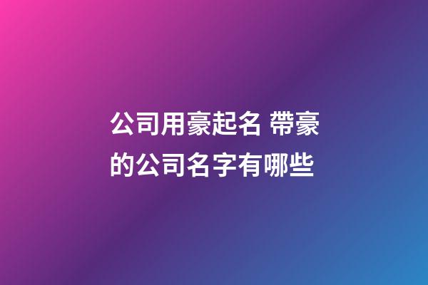 公司用豪起名 帶豪的公司名字有哪些-第1張-公司起名-玄機派